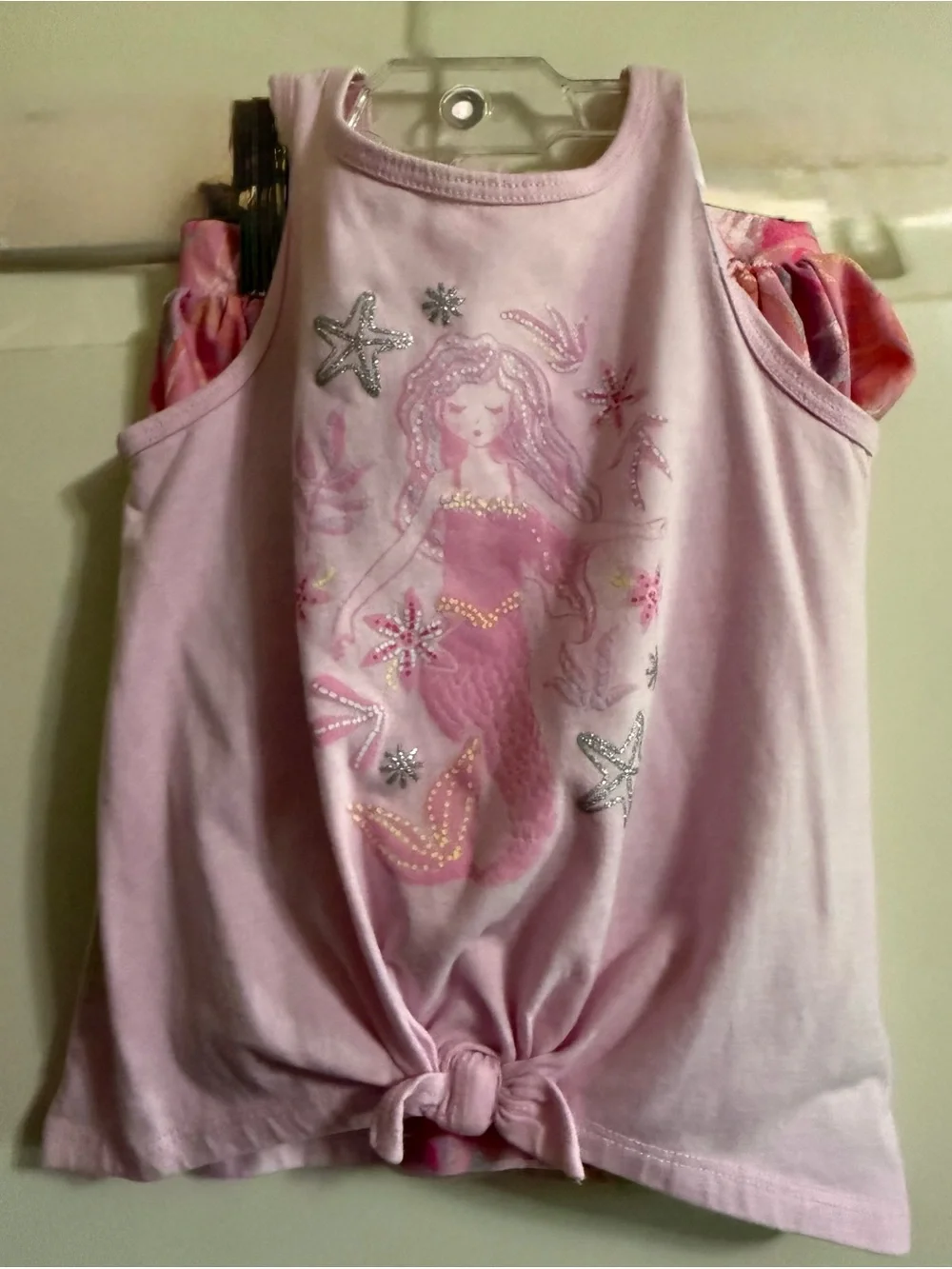 Set -OshKosh B'gosh Pink Mermaid Tie-Front Tank Top with matching tropical skirt